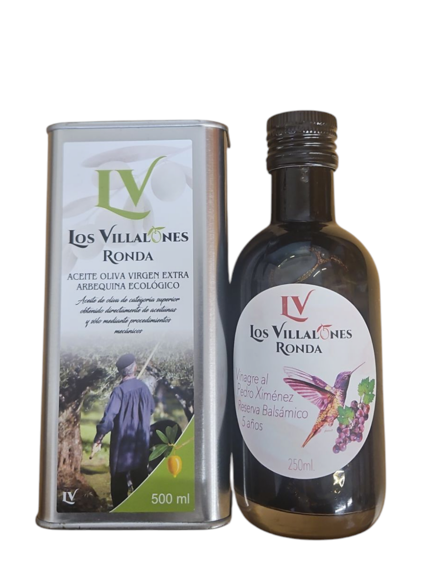 Premium Duo: Blik Los Villalones Arbequina Olijfolie & Balsamico Pedro Ximénez