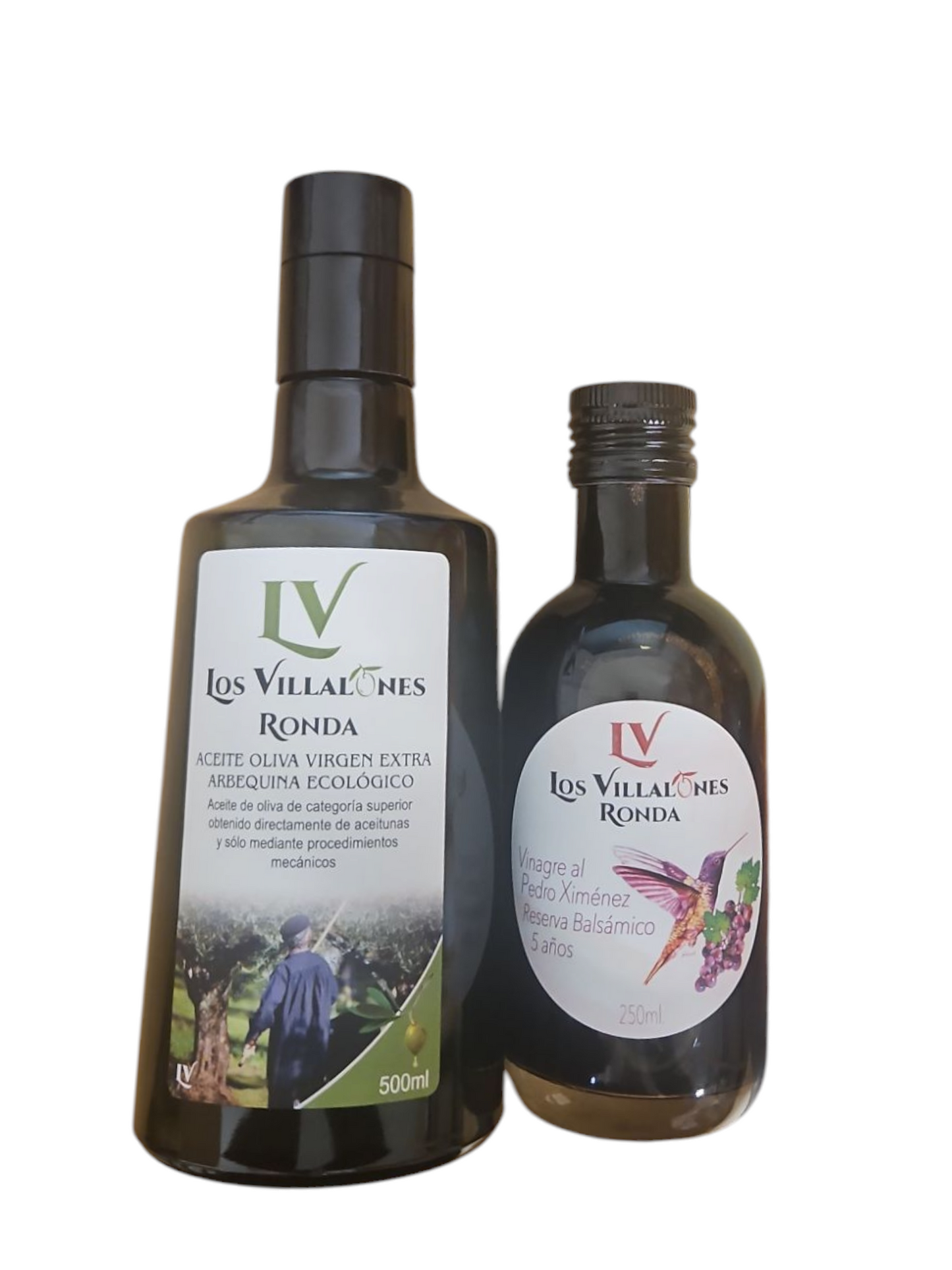 Premium Duo: Fles Los Villalones Arbequina Olijfolie & Balsamico Pedro Ximénez