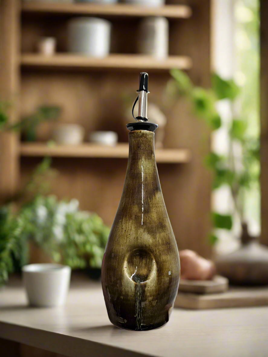 Olijfoliefles nr 3, handgemaakt