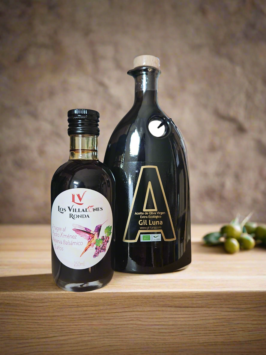 Premium Duo: Fles Gil Luna biologische Olijfolie & Balsamico Pedro Ximénez
