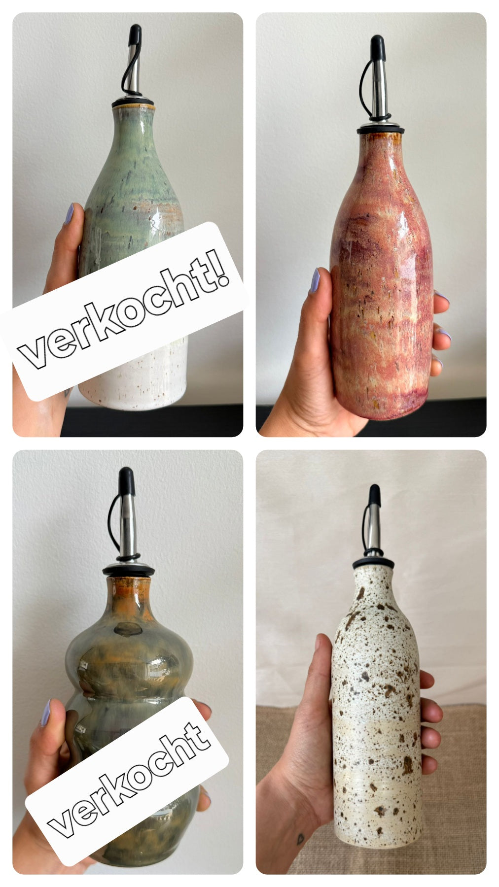 Olijfoliefles, handgemaakt